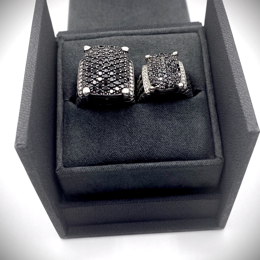 20x16mm Large David Yurman Wheaton Ring with Black Pave Diamonds, Size: 8 - Picture 7 of 9
